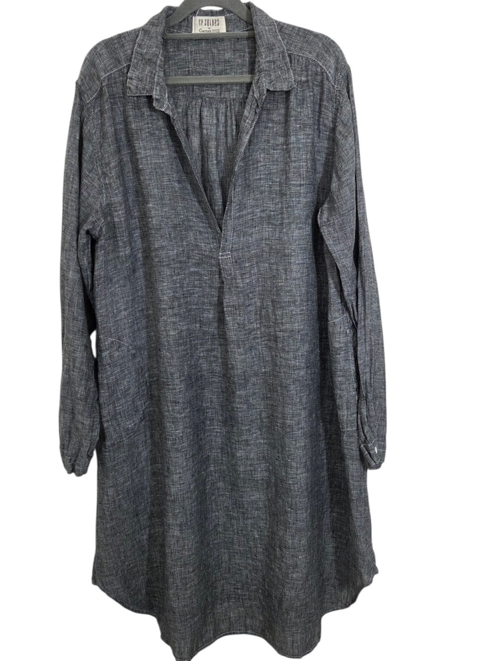 CP Shades x Garnet Hill Linen Lara Shirt Dress Boho Lagenlook Casual Artsy Large - Picture 2 of 10